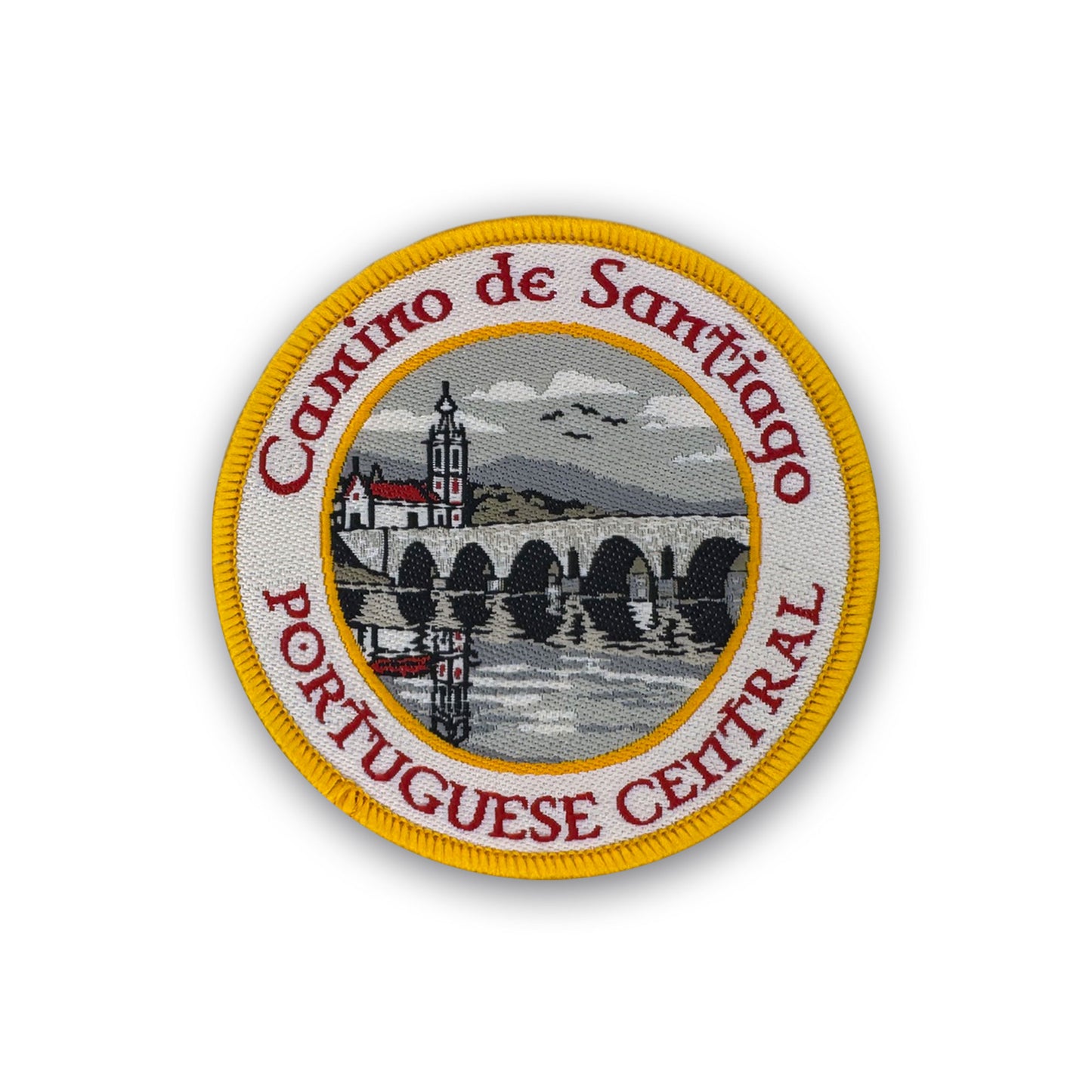 Camino Portugués Central patch showing Ponte de Lima on white background