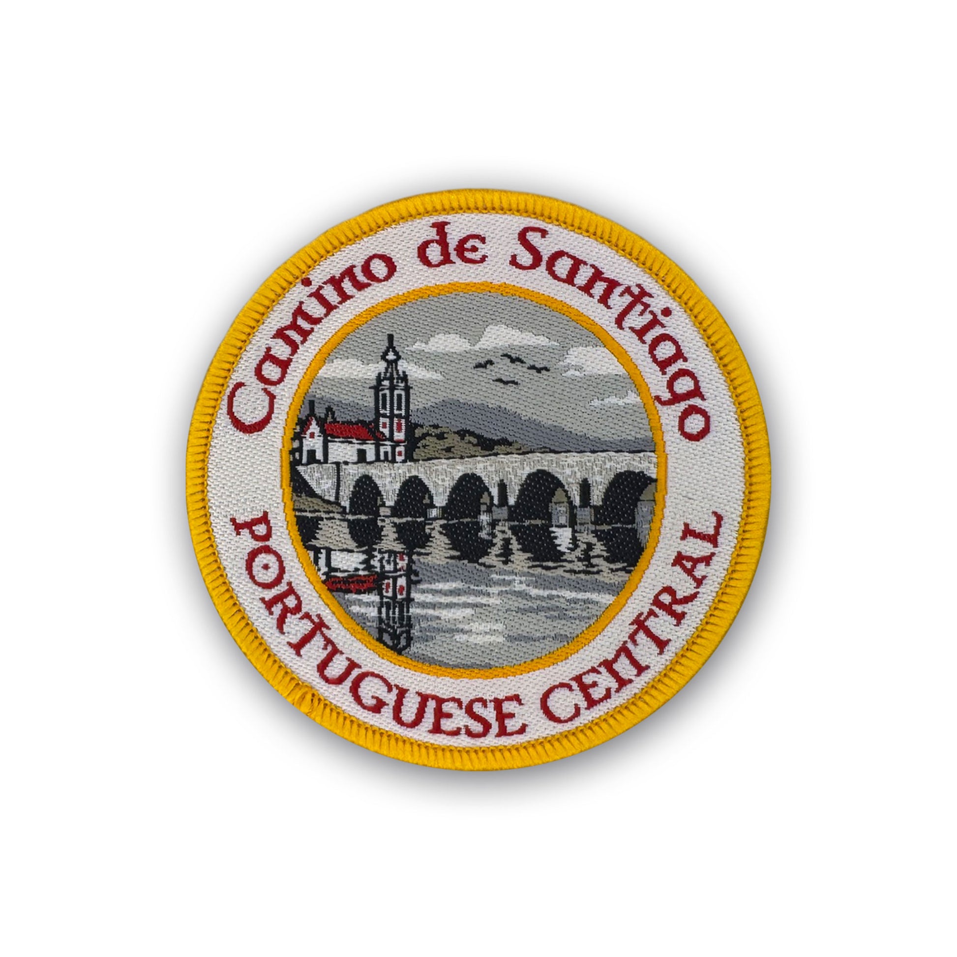 Camino Portugués Central patch showing Ponte de Lima on white background