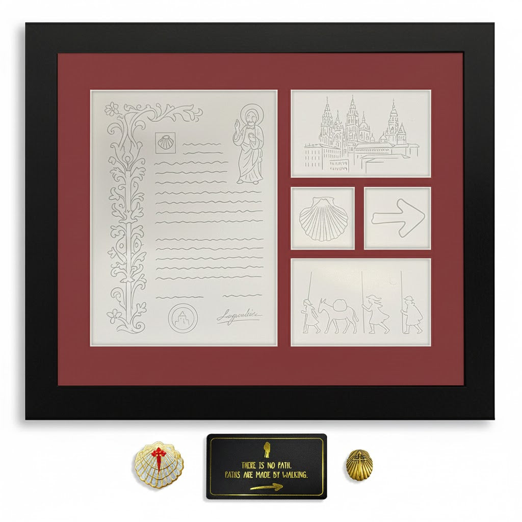 Pilgrim Artifact Frame for Compostela Certificate | Camino de Santiago Display