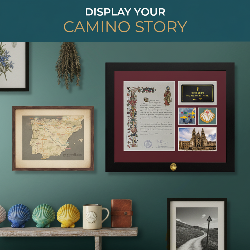 Pilgrim Artifact Frame for Compostela Certificate | Camino de Santiago Display