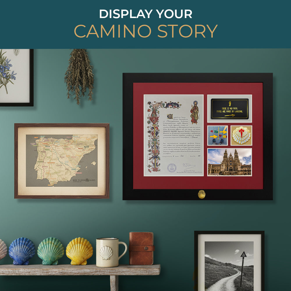 Pilgrim Artifact Frame for Compostela Certificate | Camino de Santiago Display