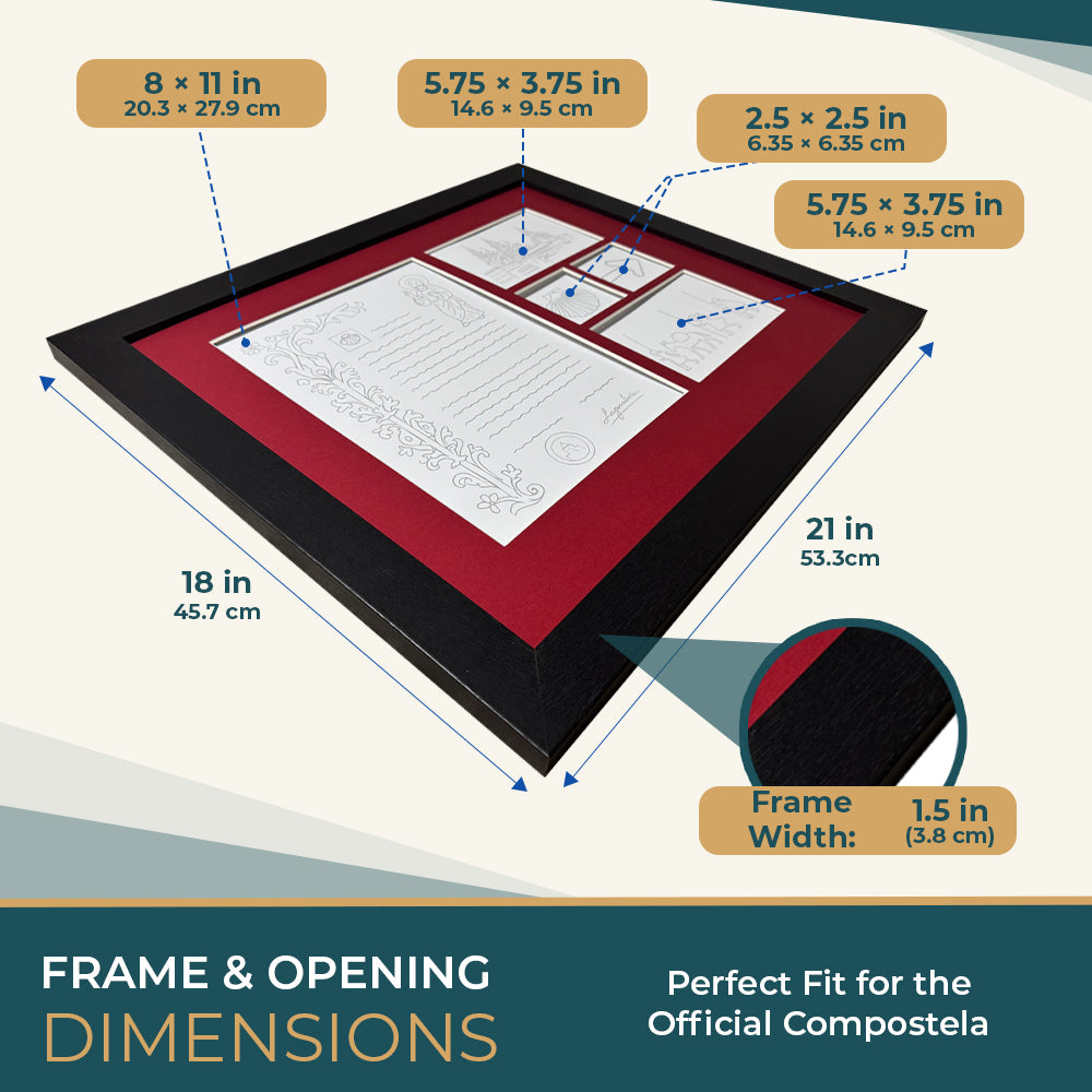 Pilgrim Artifact Frame for Compostela Certificate | Camino de Santiago Display