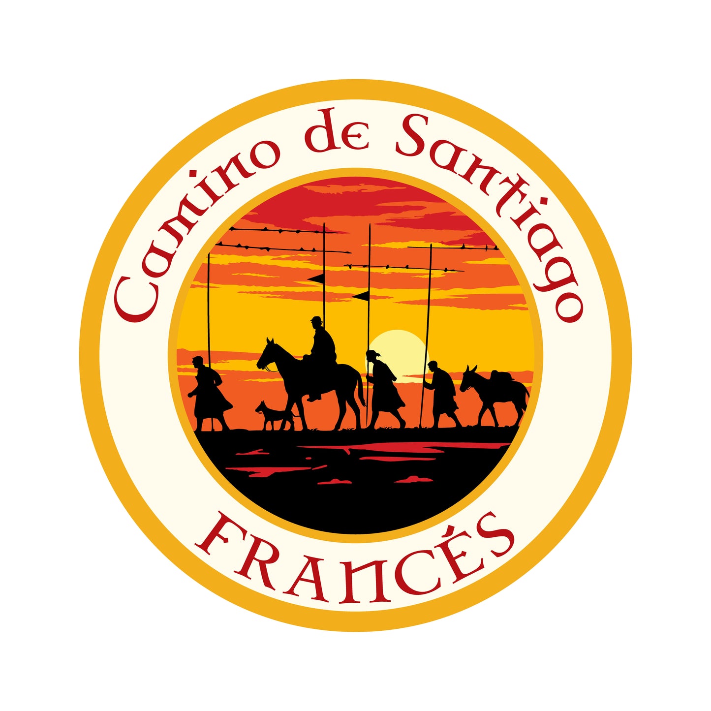Camino Francés retro-style vinyl sticker on a white background