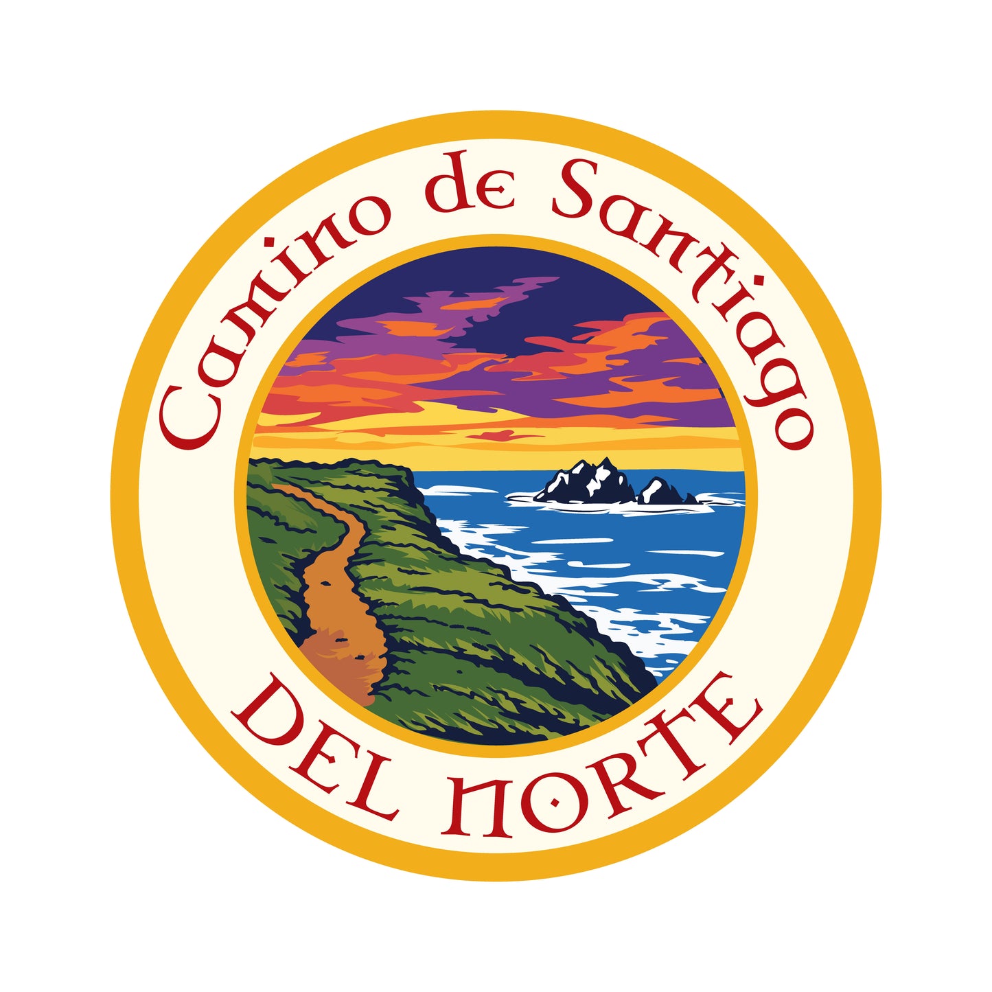 Camino del Norte retro-style vinyl sticker on a white background
