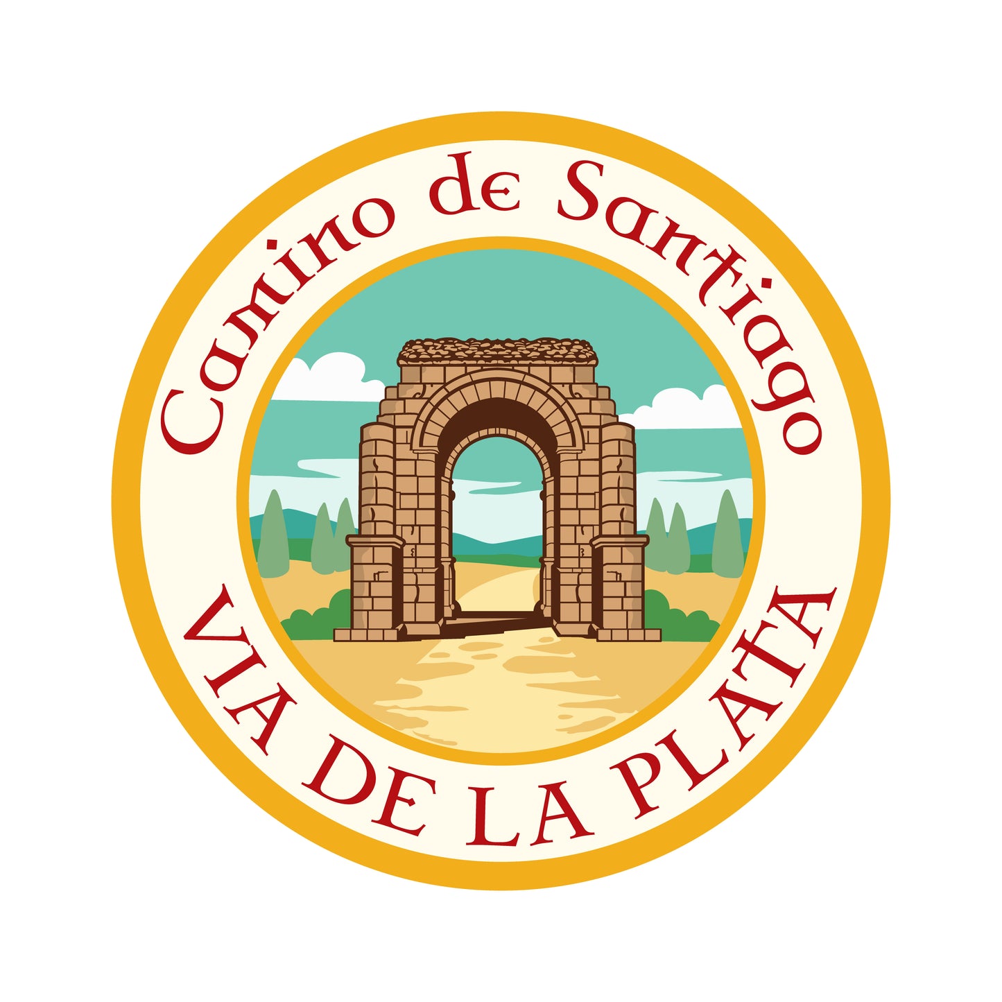 Vía de la Plata retro-style vinyl sticker on a white background