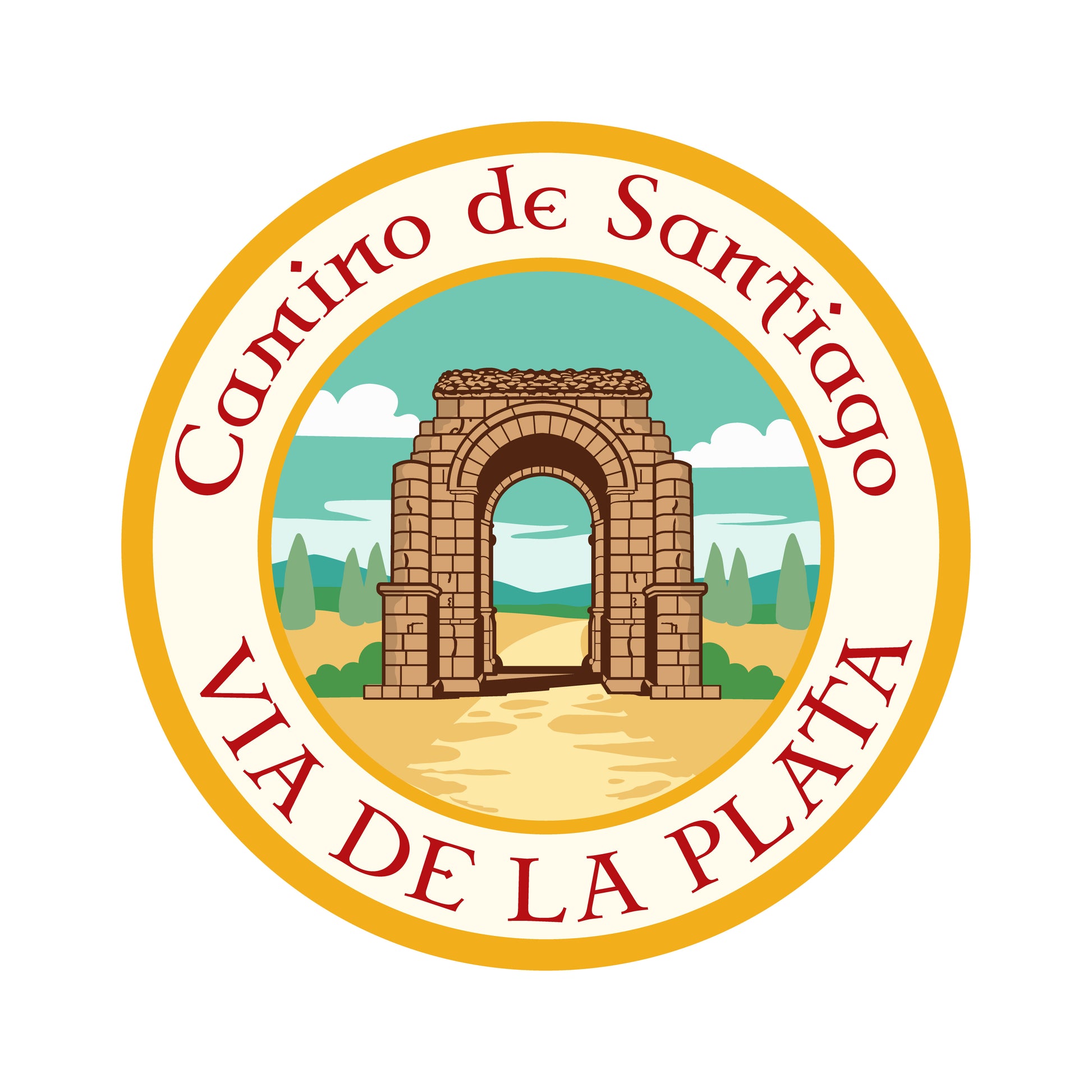 Vía de la Plata retro-style vinyl sticker on a white background