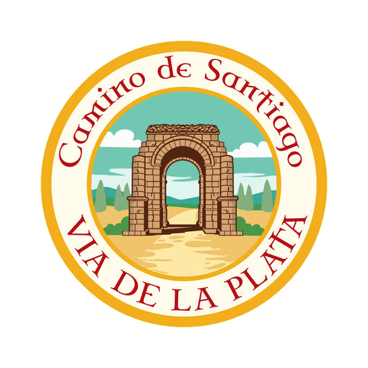 Vía de la Plata retro-style vinyl sticker on a white background
