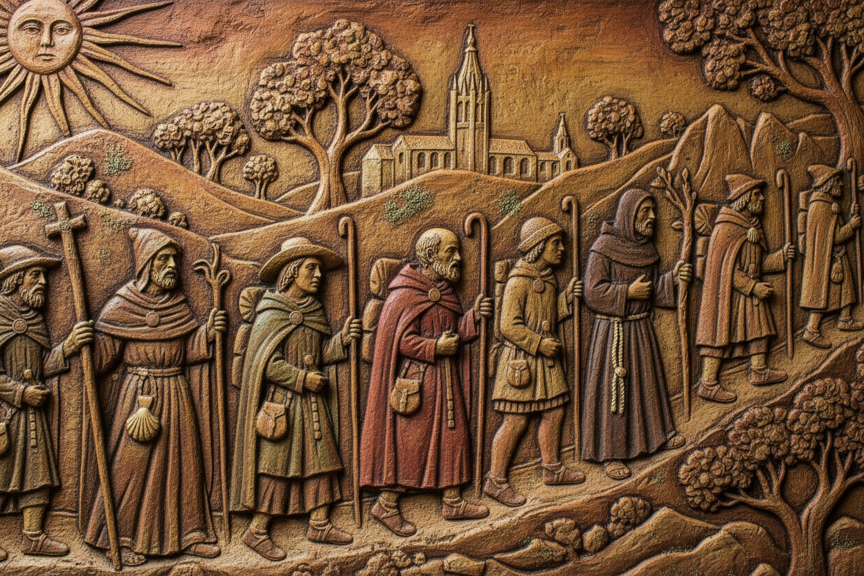 Ancient Camino Pilgrims Relief Banner - Varied