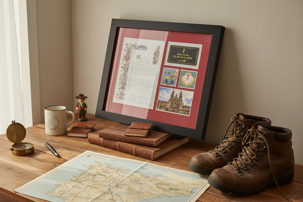 Pilgrim Artifact Frame for Compostela Certificate | Camino de Santiago Display