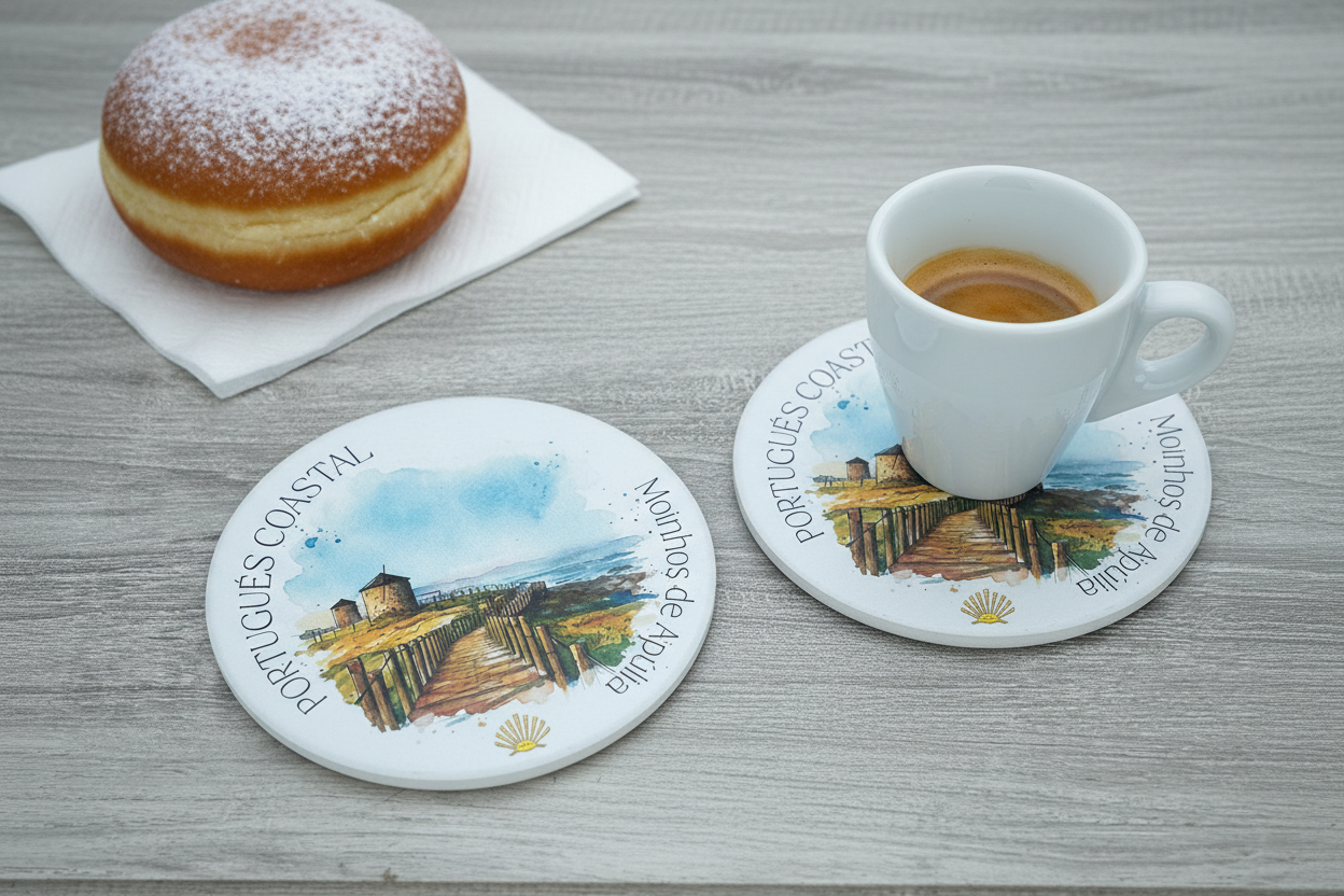 CAMINO PORTUGUÉS COASTAL Drink Coaster | Ceramic