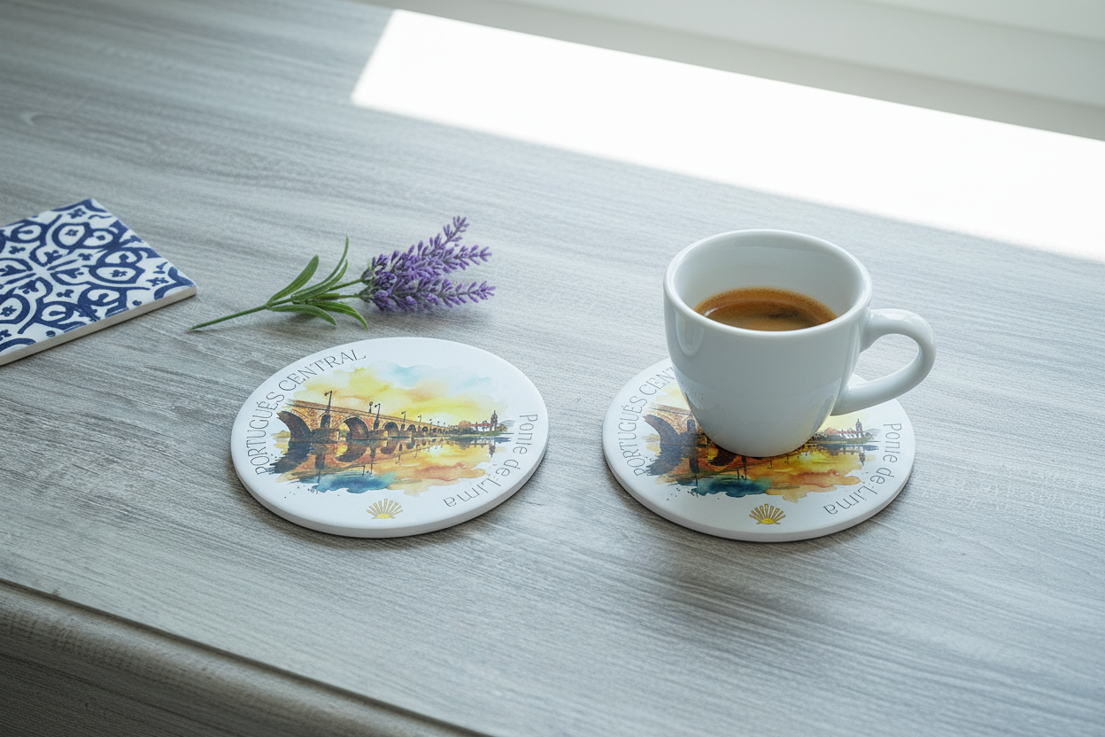 CAMINO PORTUGUÉS CENTRAL Drink Coaster | Ceramic