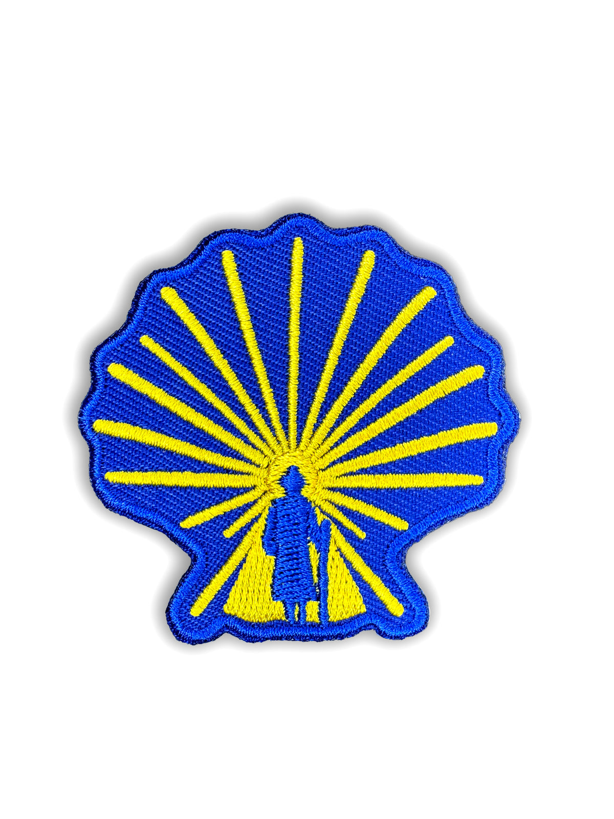 ENLIGHTENED PILGRIM Iron-On Patch in Blue + Yellow | Embroidered
