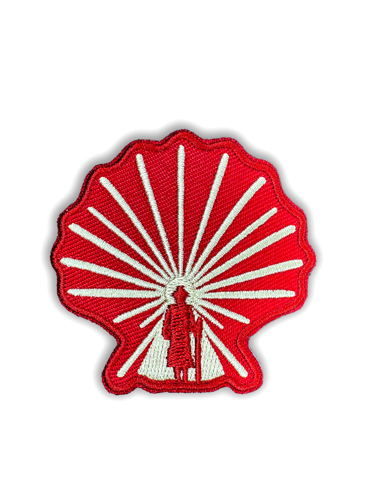 ENLIGHTENED PILGRIM Iron-On Patch in Red + Gold | Embroidered