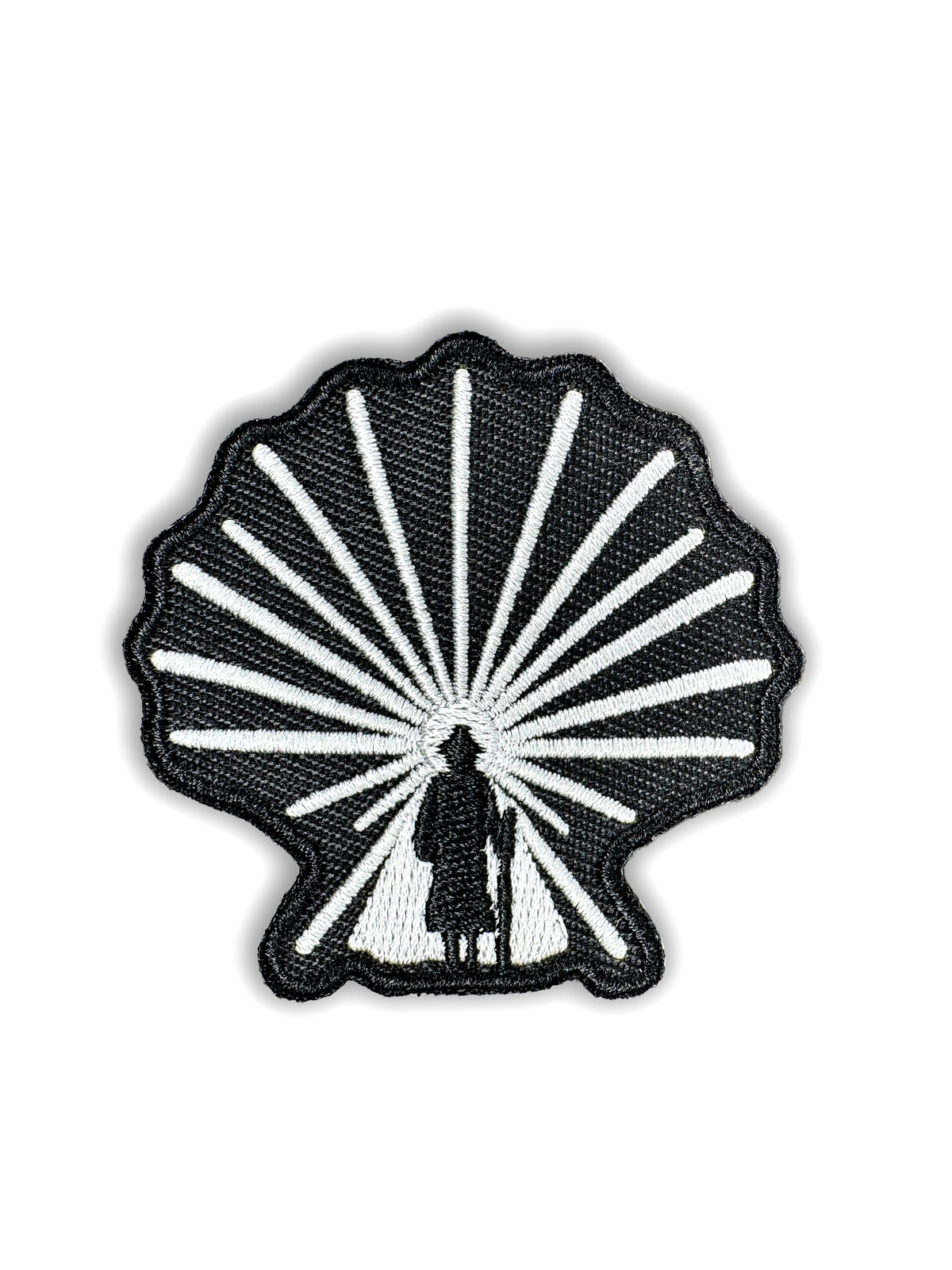 ENLIGHTENED PILGRIM Iron-On Patch in Black + White | Embroidered